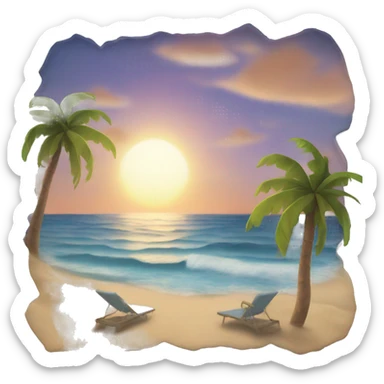 The Beach with the Sun going down sticker