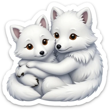 Arctic fox and dog hugging sticker