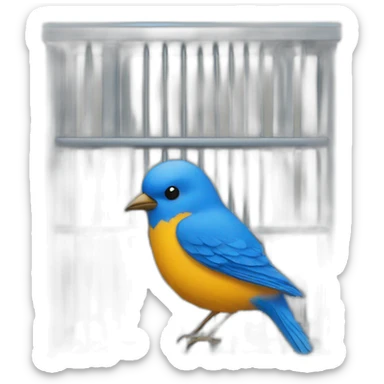 blue bird on a golden jail sticker