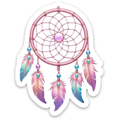 Iridescent pastel pink dreamcatcher sticker