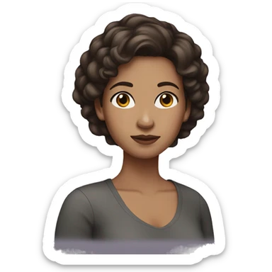 woman with light skin, dark brown hair, and dark brown eyes sticker