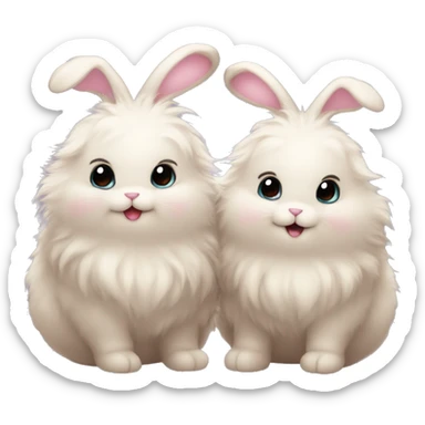 Two cute fluffy bunnies in love sticker