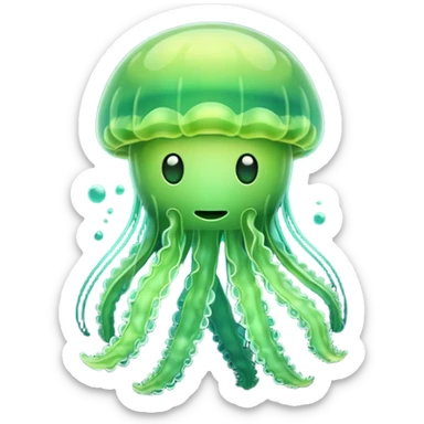 Cute green jellyfish sticker