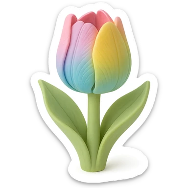 rainbow tulip flower, fondant cake art style sticker