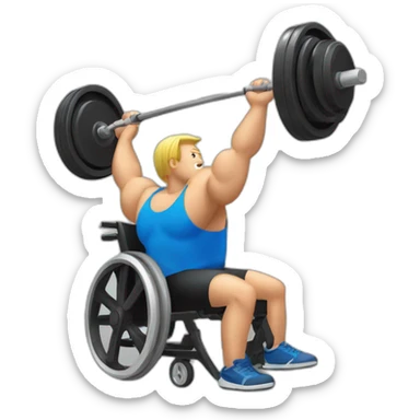 person on wheel chair weightlifting. sticker
