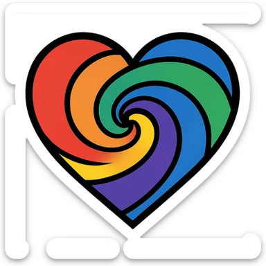 heart with a rainbow swirl, clean digital illustration sticker