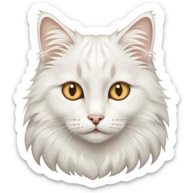 Snowy white Norwegian forest cat with almond-shaped eyes and bushy tail sticker