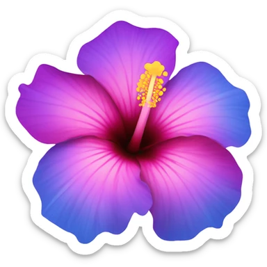 Blue purple pink hibiscus flower sticker