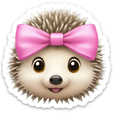 tiny hedgehog with a pink bow sticker