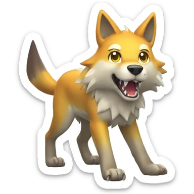 Shiny Colorful Wolf-Pokémon with a shark tail and a shark fin on back Full Body sticker