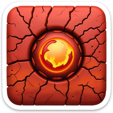 Crimson red planet with fire and cracks sticker