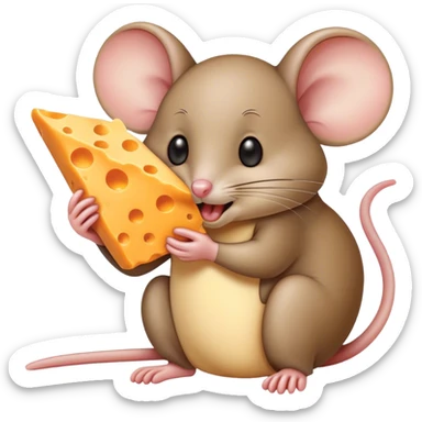 Mouse eating cheese sticker