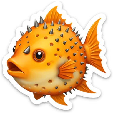 All Orange BlowFish facing forward With Spikes inside the state of Arizona sticker