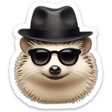 Hedgehog wearing a fedora, black lipstick, and black sunglasses sticker