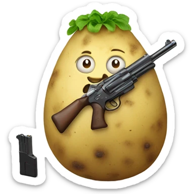 Potato with a gun sticker