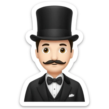 Fancy man with top hat and mustache sticker