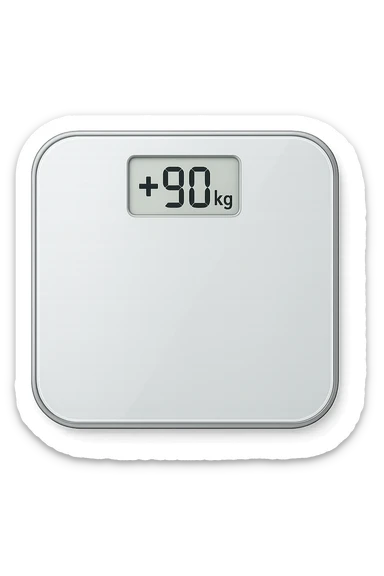 Bilancia pesa persone con scritto +90kg sticker
