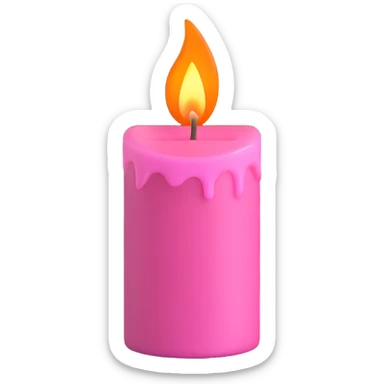 Draw a pink candle with a flame on it at an angle of 5 degrees from the horizontal. sticker