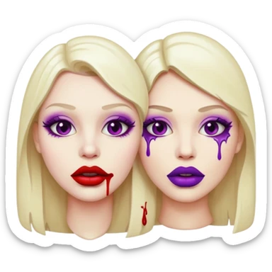 pair of bloody lips with purple lipstick on sticker