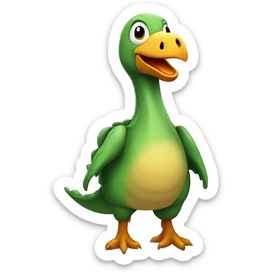 Pollito vestido de dinosaurio  sticker