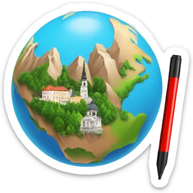 World with markers. Austria themed sticker