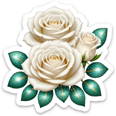 Glitter White Roses sticker