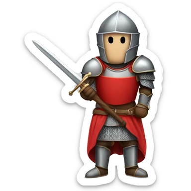 knight in red armor holding the sword with horse  sticker