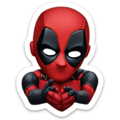 Deadpool making a heart with his hands sticker