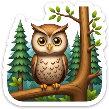 forest character side eye with owl perched sticker