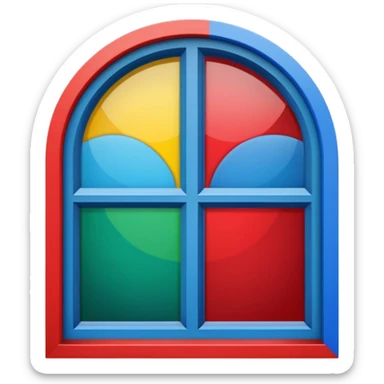 stylized window with four colored panes red green blue yellow reminiscent of classic Windows XP logo simple recognizable no text sticker