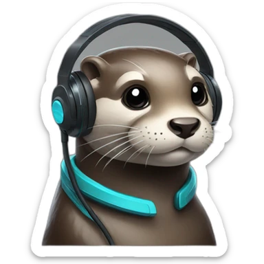 otter wearing gamer headset sticker