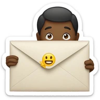 person holding stamped envelope sticker