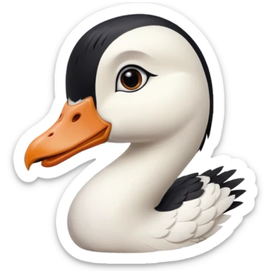goose portrait with black hair and bangs sticker