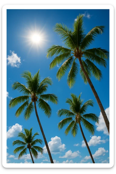 sunny sky photo with palm trees sticker