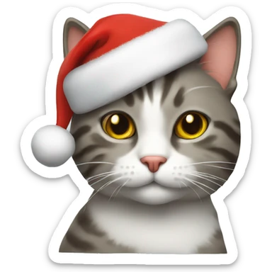 Cat with christmas hat sticker