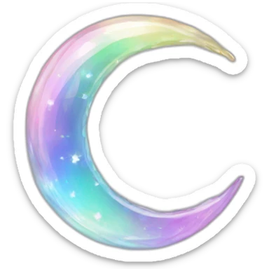 Pastel iridescent rainbow crystal crescent circle sticker