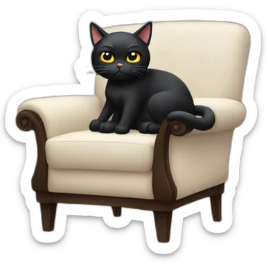 Angry Black cat sitting comfy in a armchair looking at us sticker