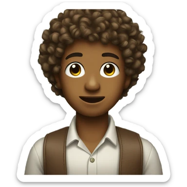 brown boy with curly hair with dollar notes sticker