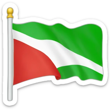 A three colored flag, the cor of top of the flag is green the middle color of the flag is white and then bottom color of the flag is red sticker