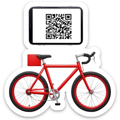 QR code on a red bike in the middle - show the qr kode sticker