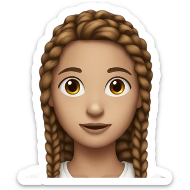 Young women with brown braids hair blue eyes small freckles  sticker