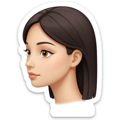 el rostro de perfil de una mujer donde simule que obtuvo un lifting facial sticker