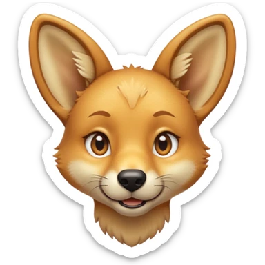 cinematic-cute-dingo-portrait-emoji,-head-tilted-playfully-and-inquisitively,-featuring-a-glossy-sandy-fur-with-naturally-perky-ears-and-round,-sparkling-amber-eyes-filled-with-curious-mischief,-simplified-yet-irresistibly-adorable-features sticker