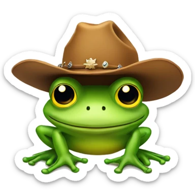 Frog wearing cowboy boots and cowboy hat sticker