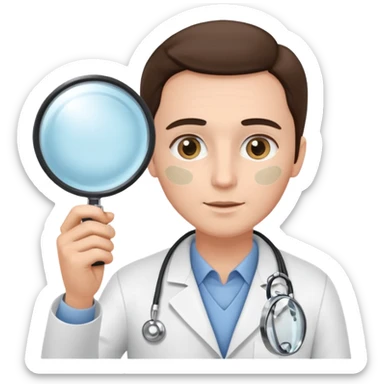 medico olhando a pele de um paciente com uma lupa sticker