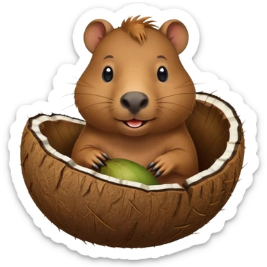 capybara wearing coconut shell  sticker