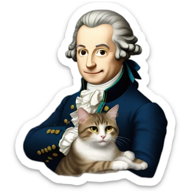 Mozart avec un chat sur la tête sticker