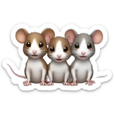 Three cute rats, one white, the other two brown sticker