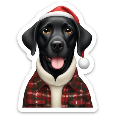 black Labrador retriever in Christmas flannel sticker