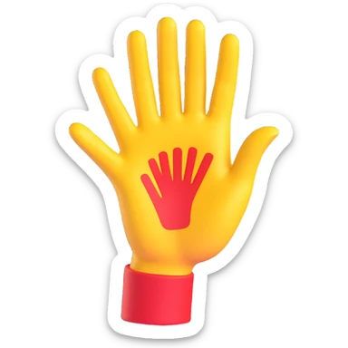 yellow hand making the 'OK' gesture, 3D emoji style, with a red outline sticker